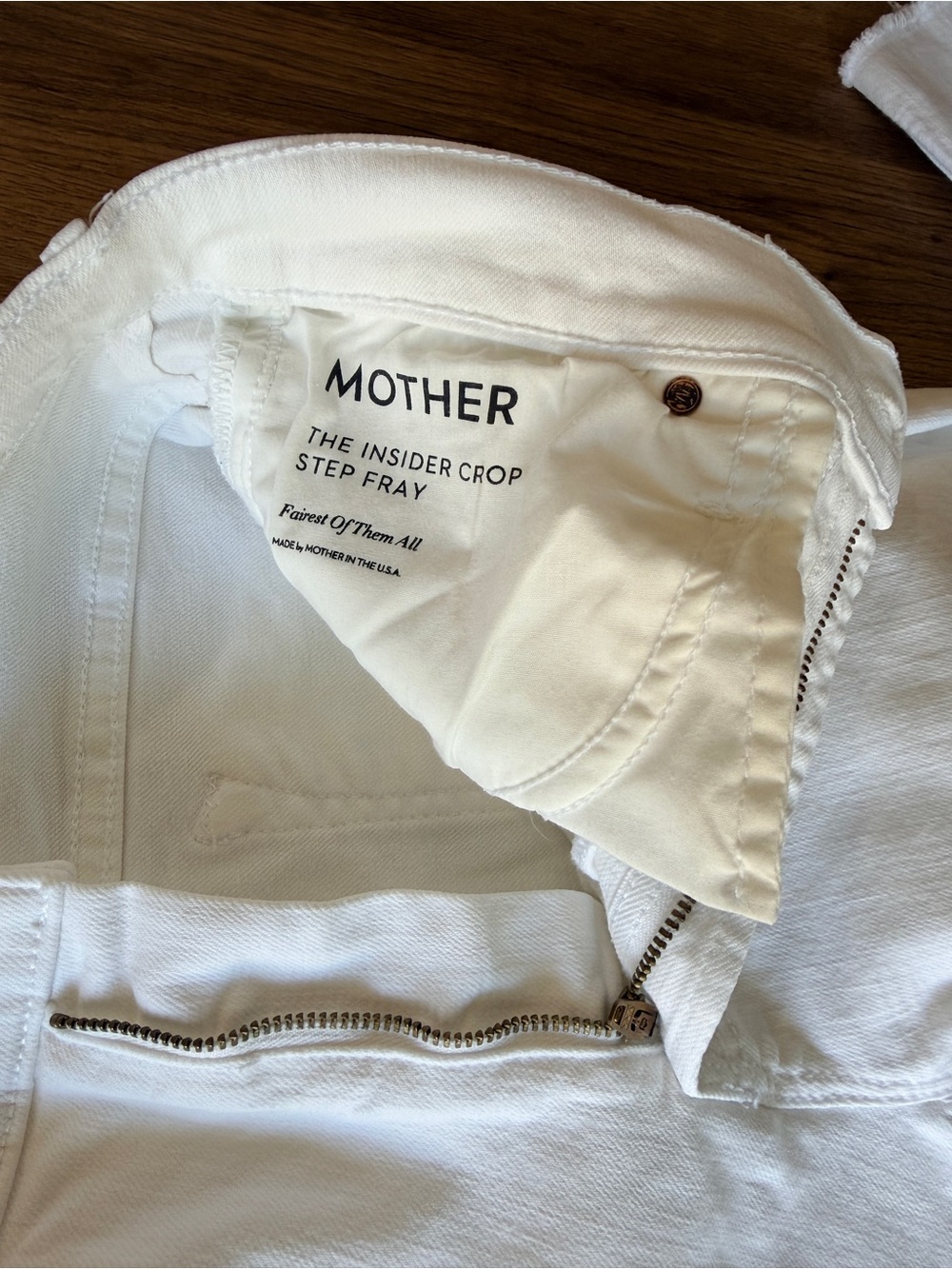 MOTHER White Insider Crop Step Fray Ankle Jeans